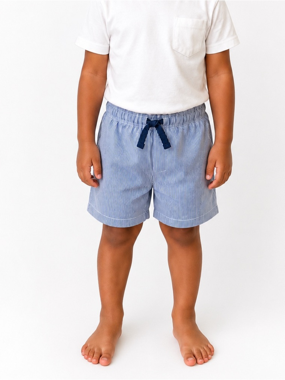 Mud Pie Navy and White Pinstripe Elastic Waist Shorts
